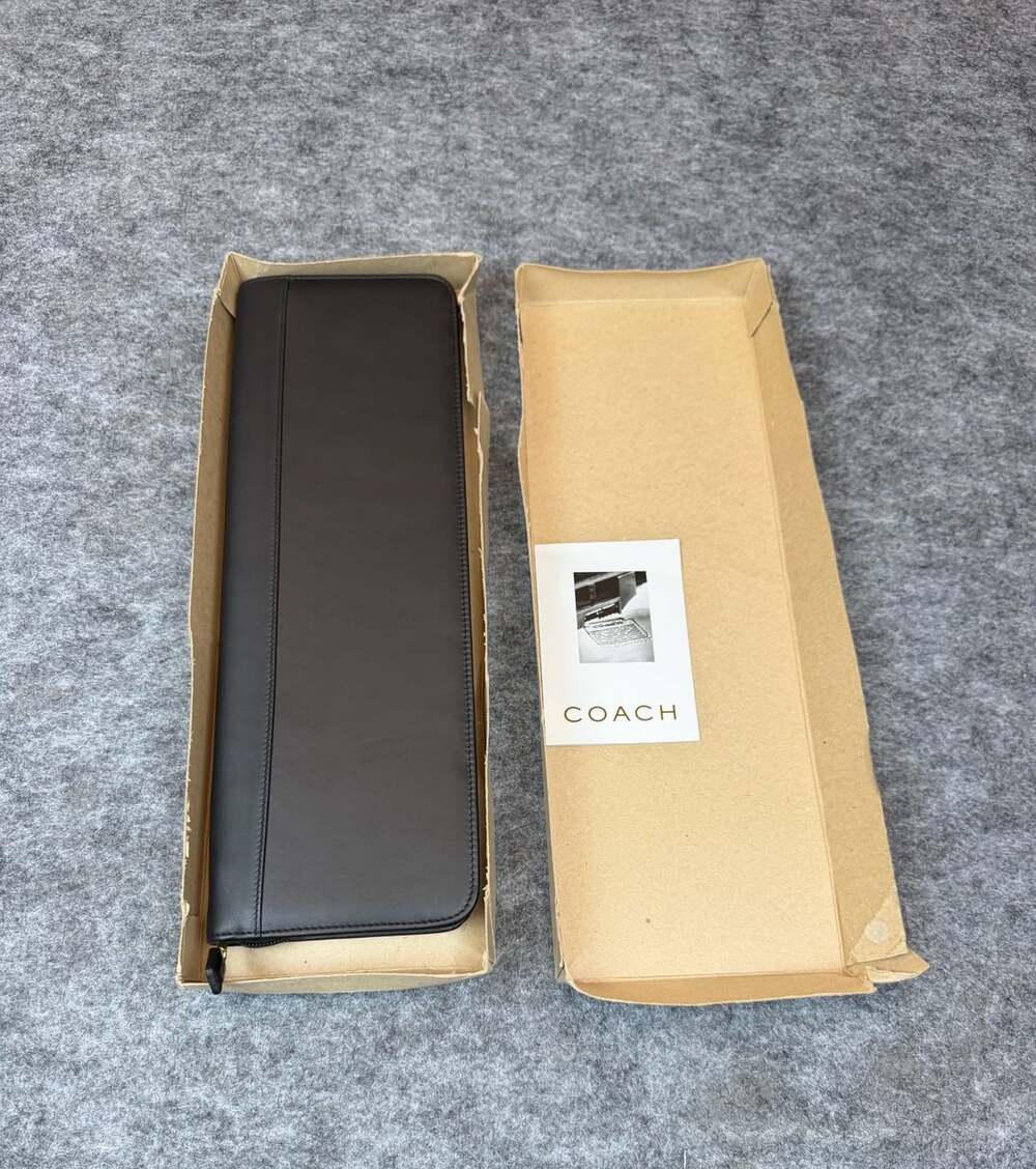 Coach Black Leather Tie Case Organizer with Original Box